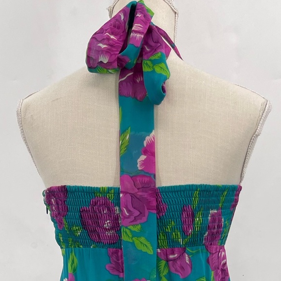 Vintage Betsey Johnson 100% Silk Maxi Dress 90’s 2000’s Silk Moroccan Rose Dress - Picture 6 of 6